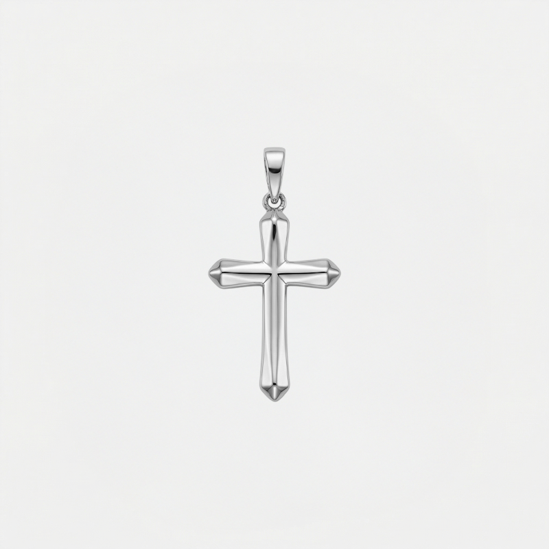 Pendentif croix homme argent, doré, sur fond blanc
