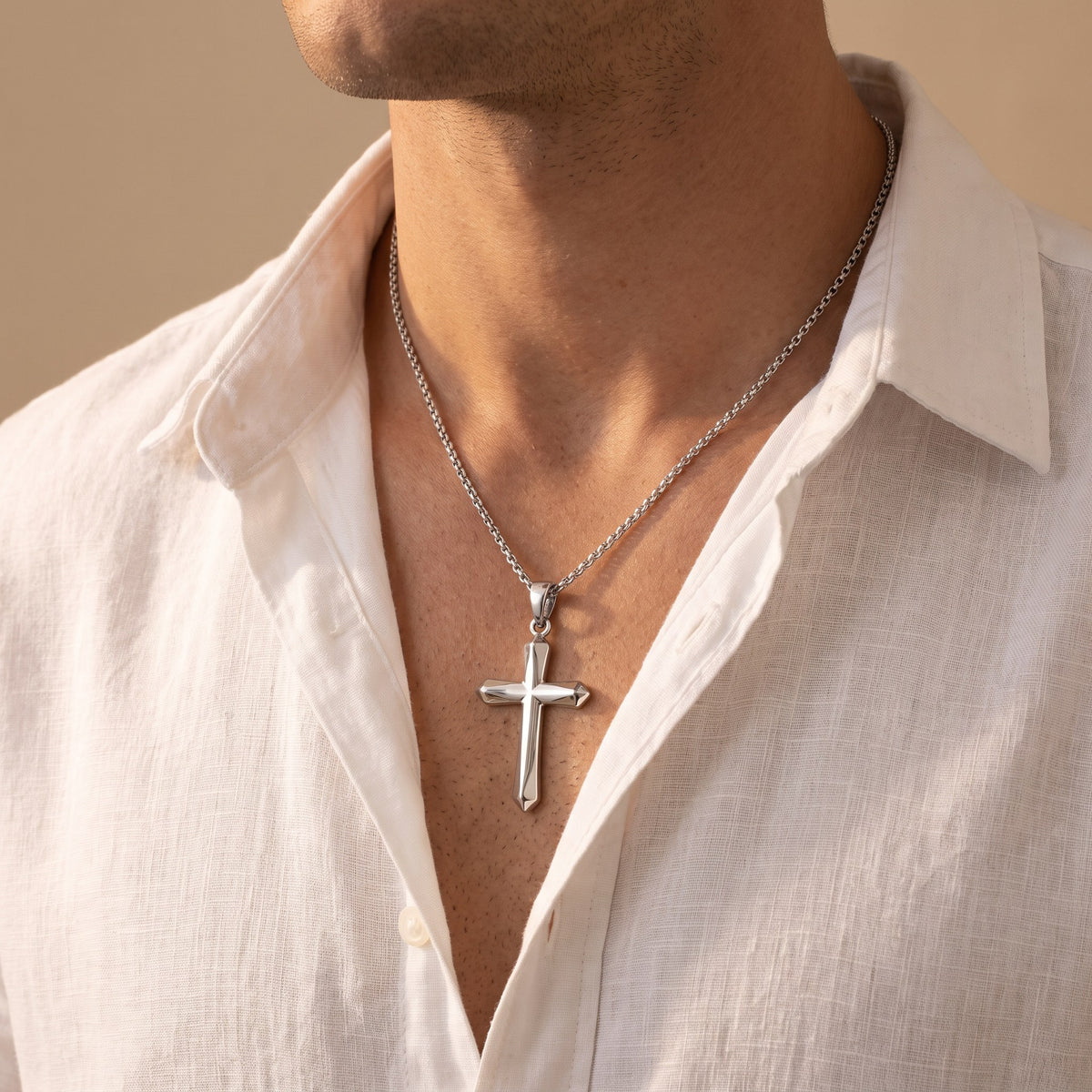 Pendentif croix homme argent sterling