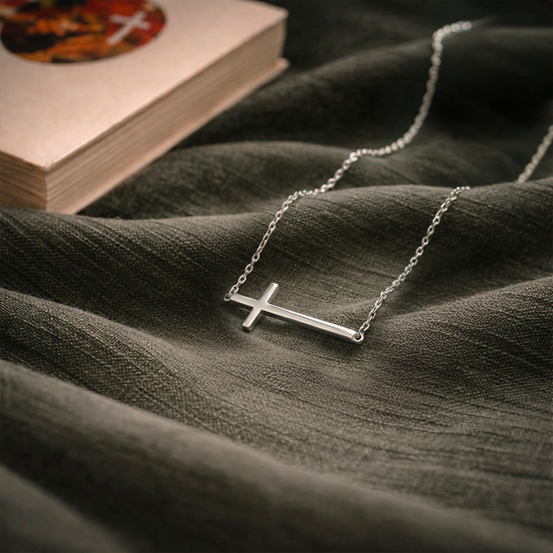 Collier Croix Horizontale-argent__switch:Argent