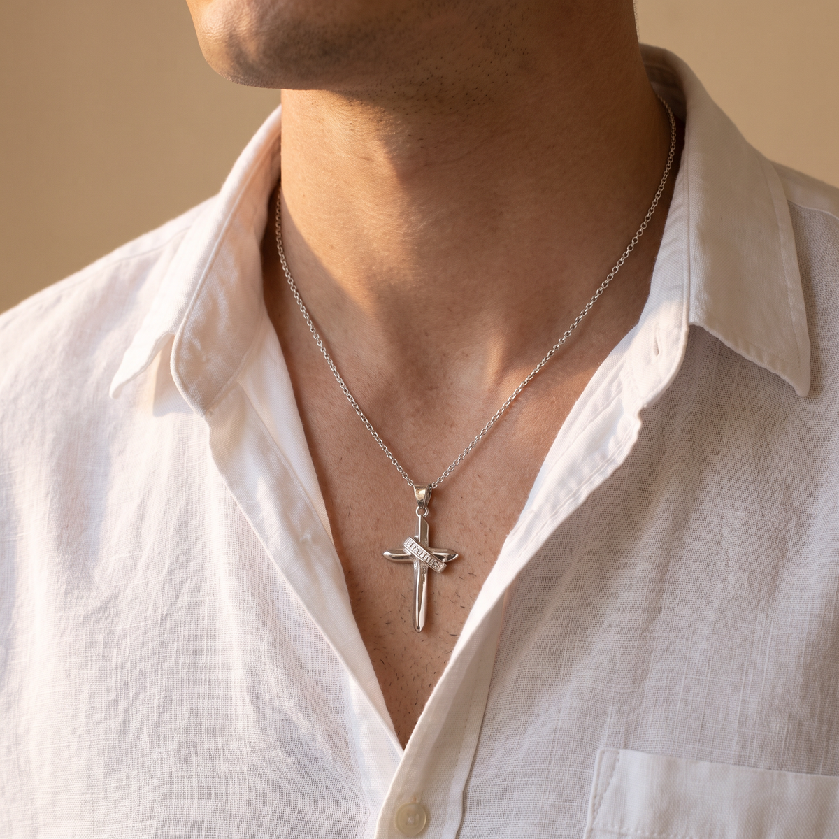 Pendentif croix religieuse homme