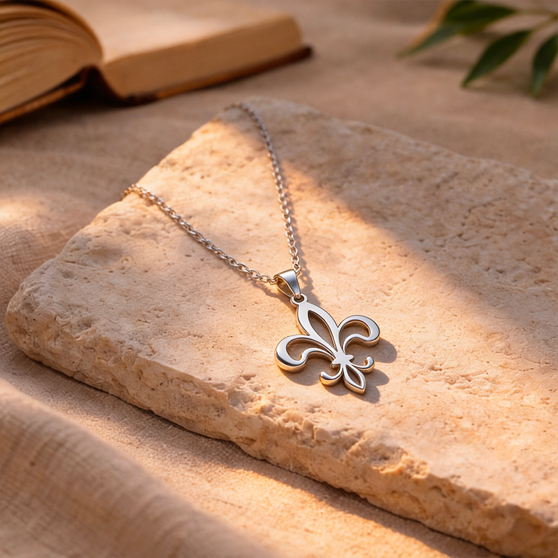 Collier fleur de lys argentée