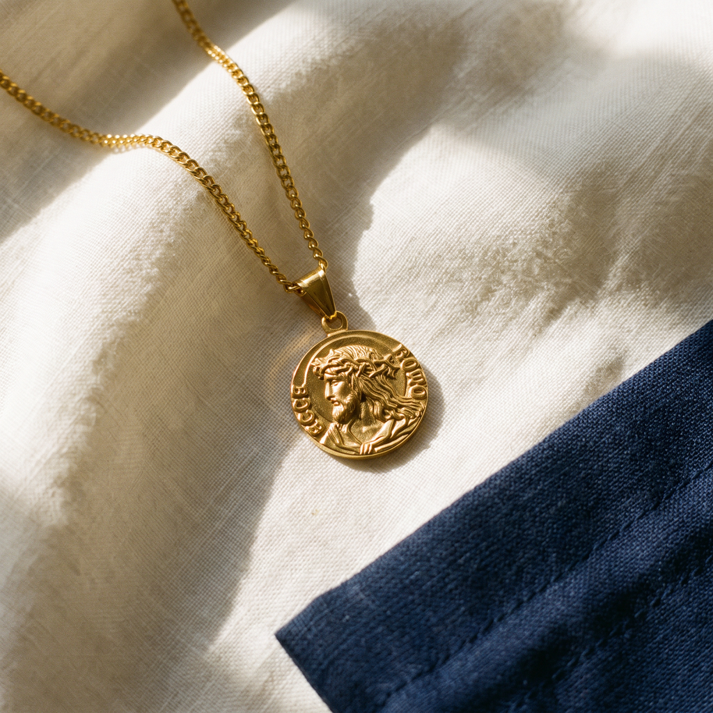 Collier pendentif Jesus, vue de détail