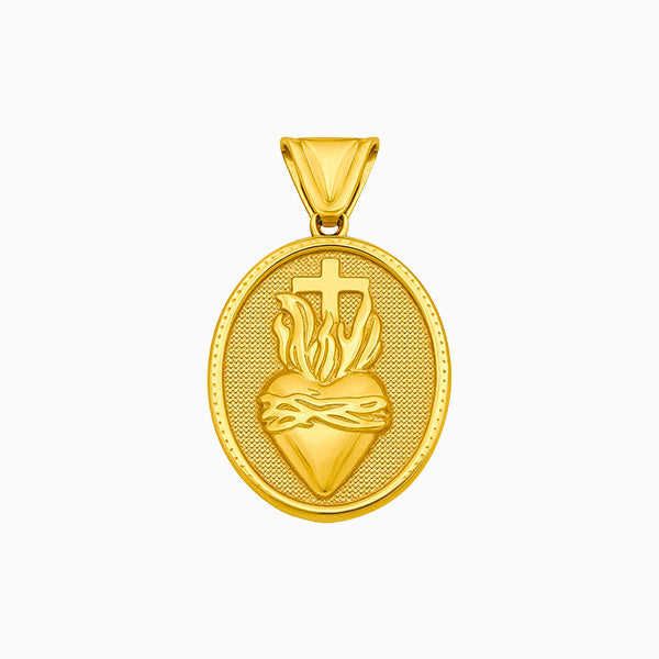 Pendentif Sacré Coeur, doré, sur fond blanc