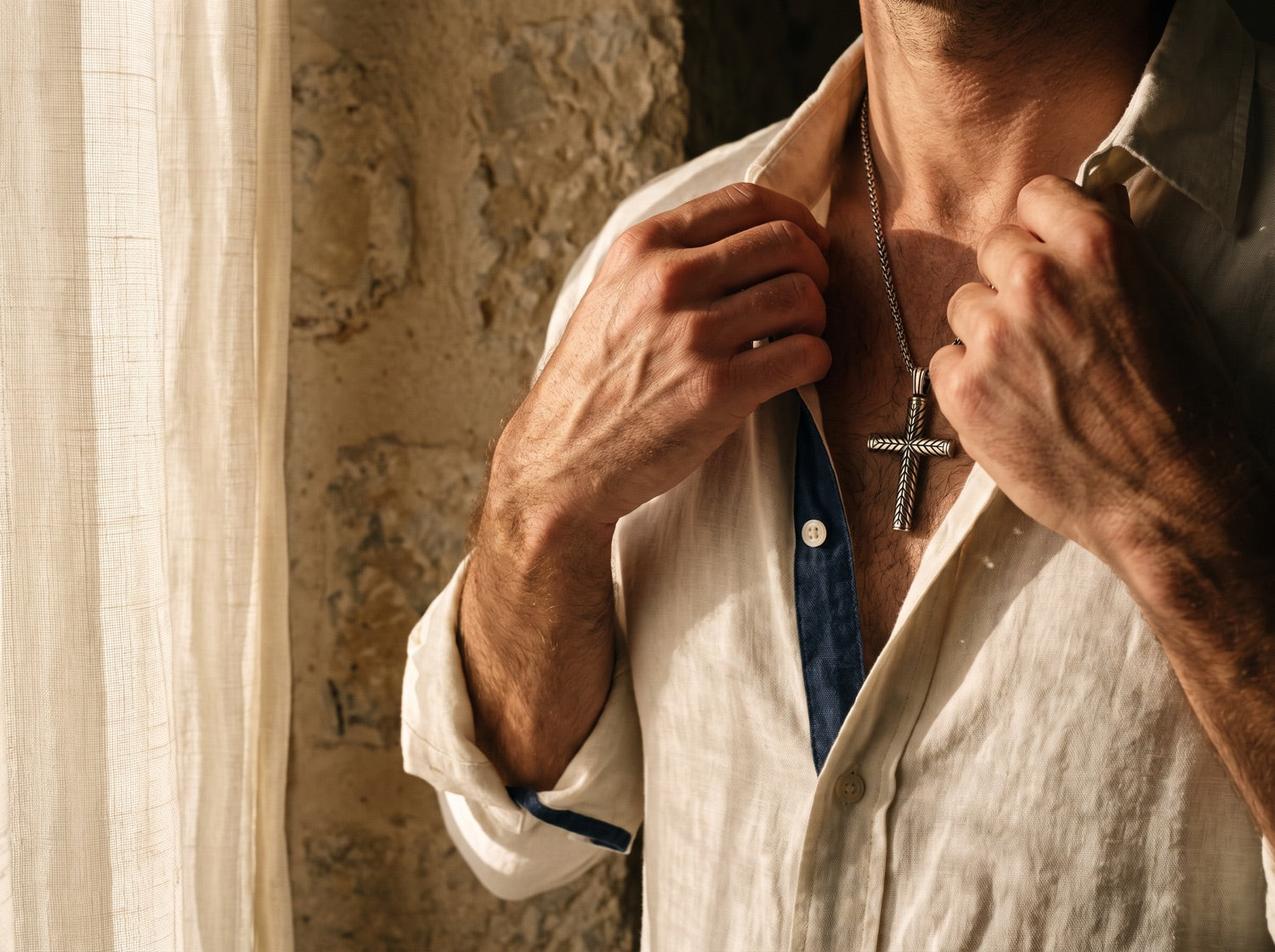 Collier croix homme en acier inoxydable, chaîne robuste